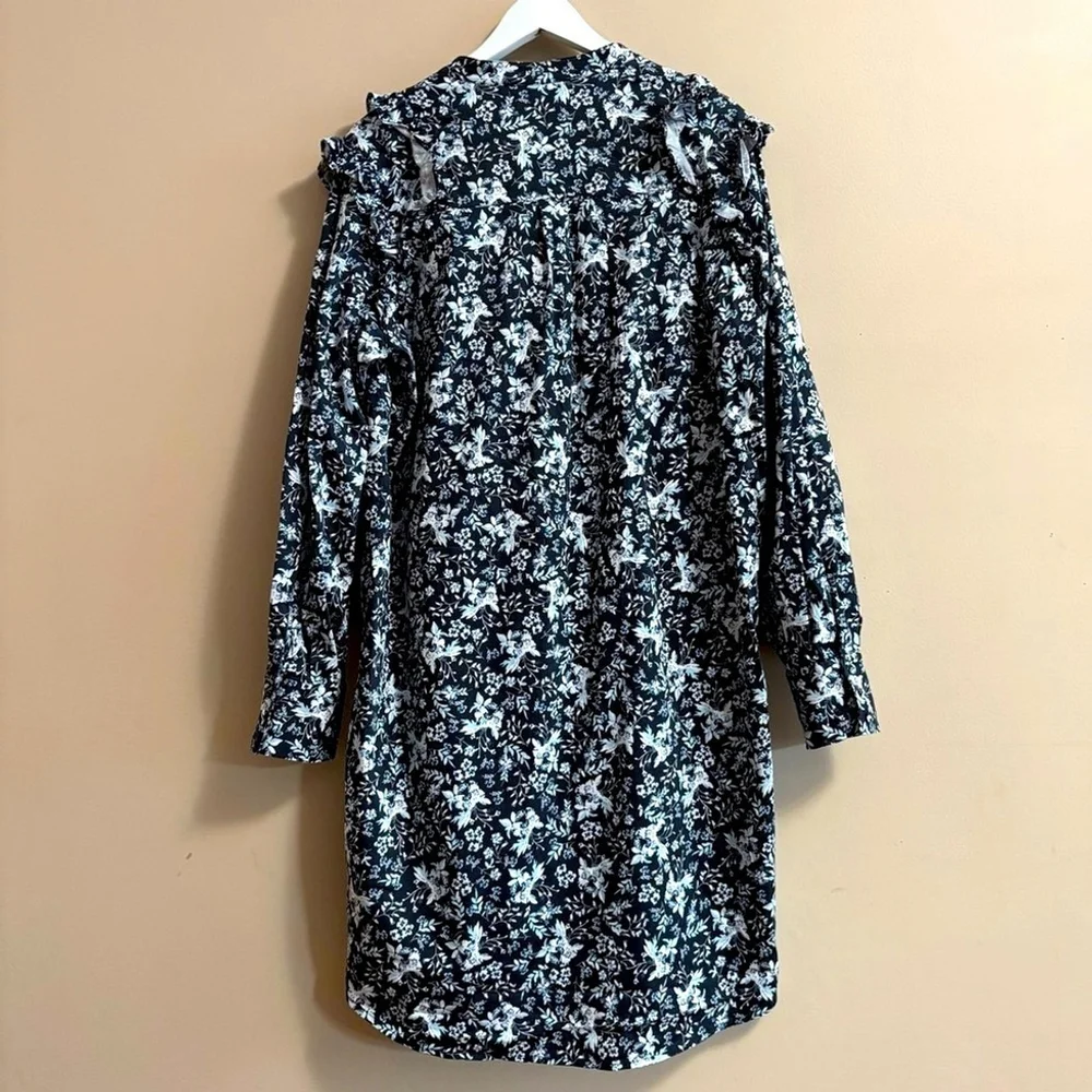 Erdem X Universal Standard Sz XS Cotton Primrose Ruffle Shirt Dress With Pockets - Picture 3 of 15